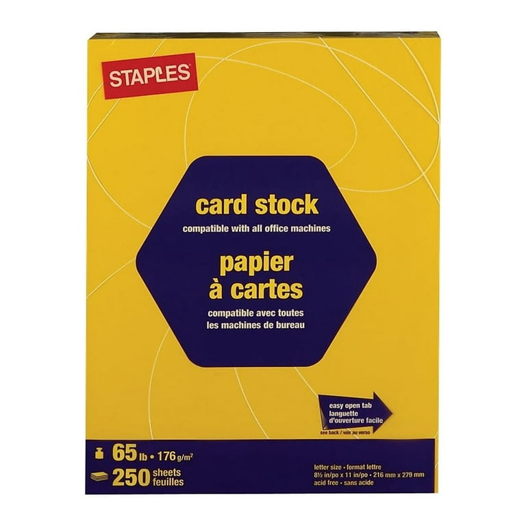 Staples Brights 65 lb. Cardstock Paper, 8.5 x 11, Bright Yellow, 250  Sheets/Pack (21107)