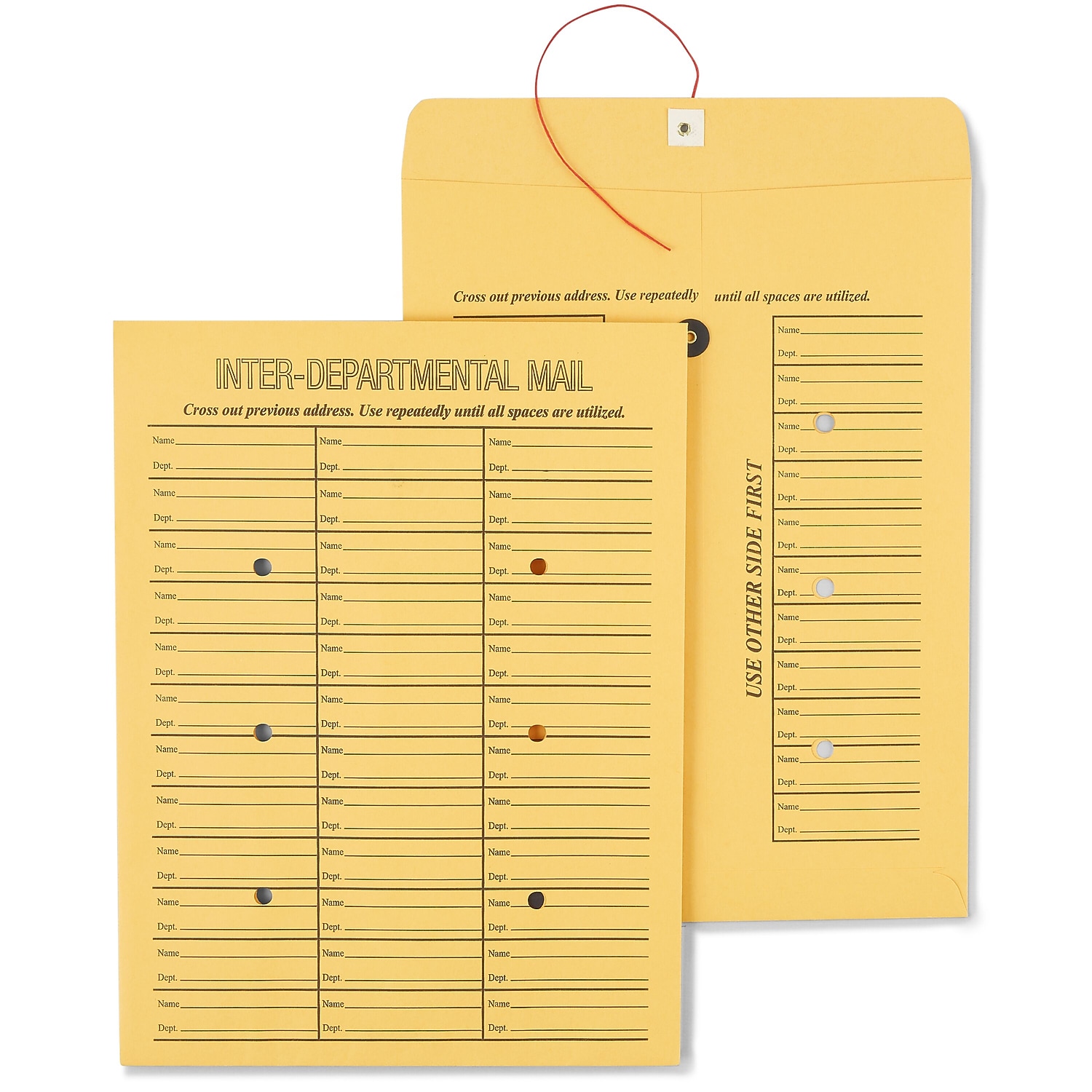 Staples Button-and-String Kraft Inter-Depart. Envelopes 10"x13" Brown 100/BX 472993