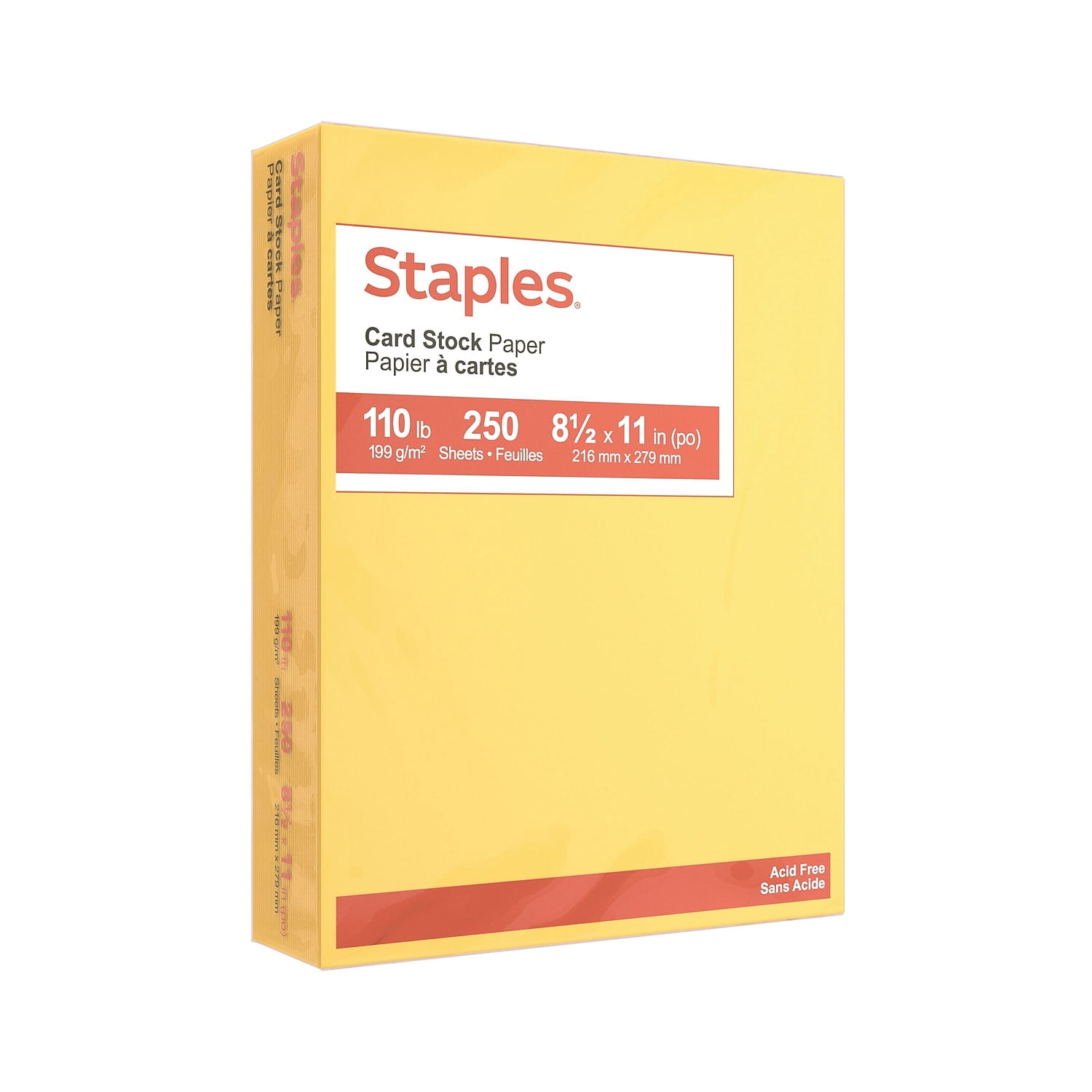 Staples Cardstock Paper 110 lbs 8.5" x 11" Canary 250/Pack (49704)
