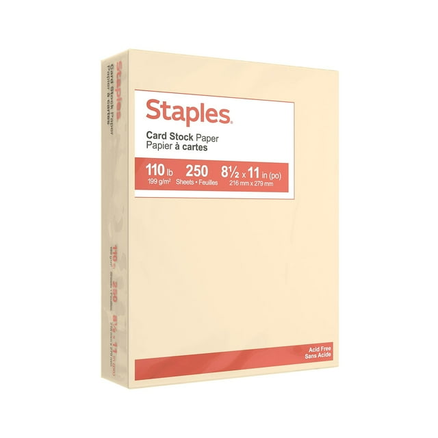 Staples Cardstock Paper 110 lbs 8.5" x 11" Ivory 250/Pack (49703