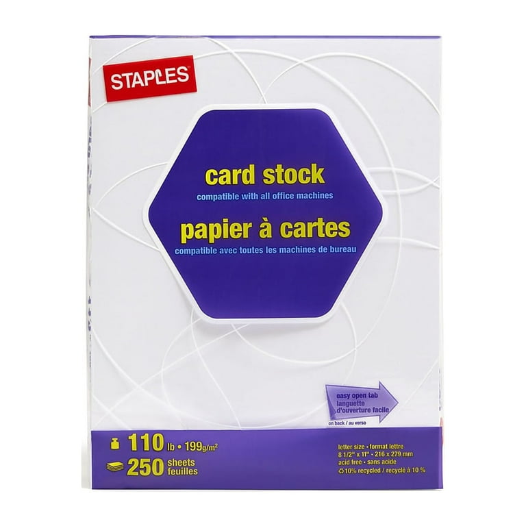 Staples 110 lb. Cardstock Paper, 8.5 x 11, White, 250 Sheets/Pack (49701)  - Dutch Goat