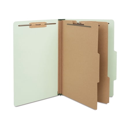 HITOUCH BUSINESS SERVICES Pressboard Classification Folder 2-Div 2.5" Exp Lgl Light Gray/Green 10/BX