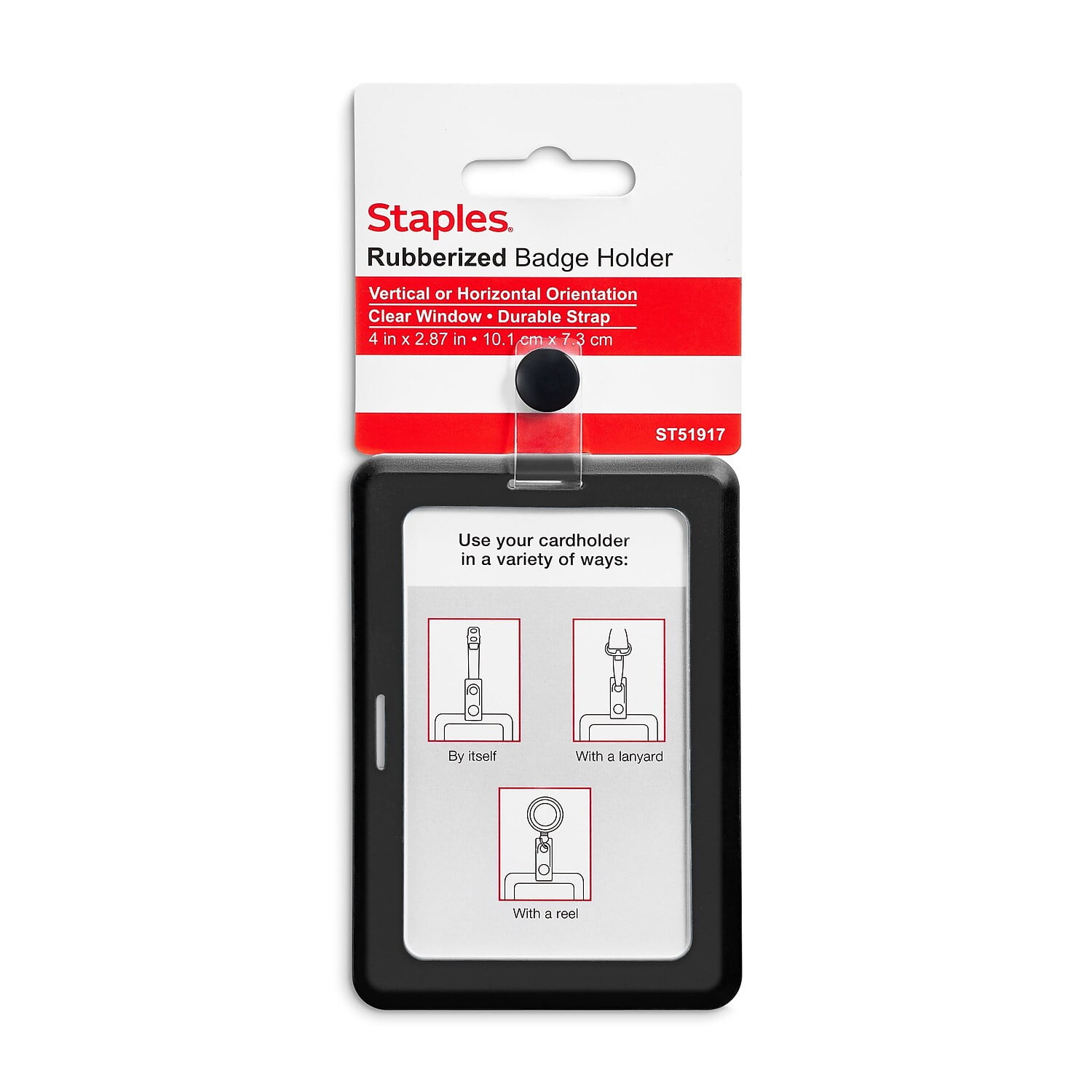 Staples Clip On ID Badge Holder 4 x 2.87 Rubber 3/Pack ST51917/51917VS
