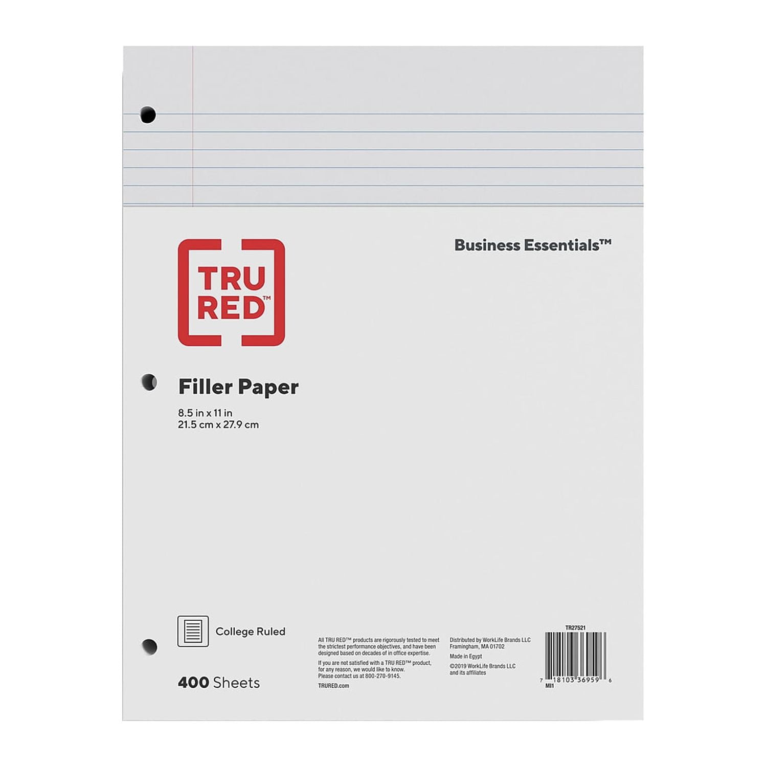 Staples College Ruled Filler Paper 8 1/2" x 11" 400 sheets 12 pack