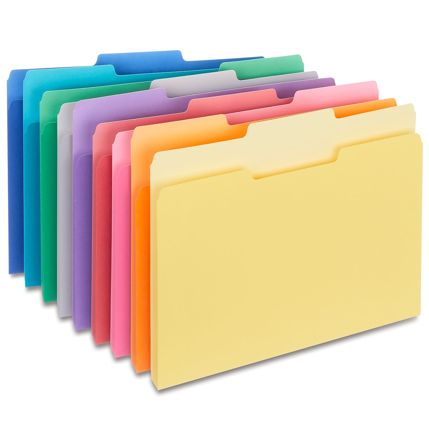 Staples Colored Top-Tab File Folders 3 Tab 9 Color Assortment Letter 100/PK 508804