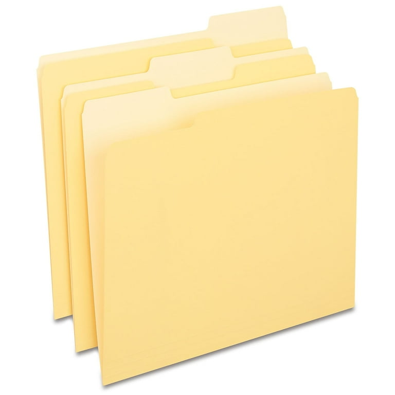 STAPLES Colored Letter Size File Folders, Yellow, 3 Top Tabs, 100