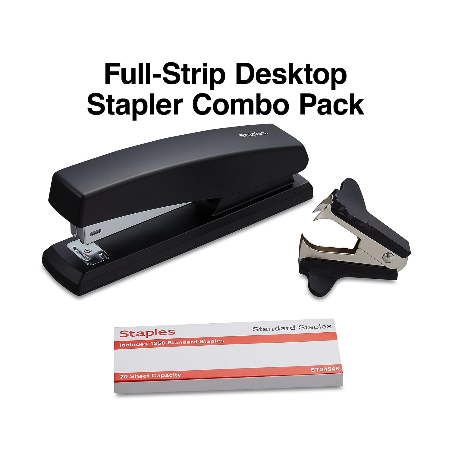 Staples Desktop/Handheld Stapler, 20 Sheet Capacity, Black and Gray (40897)