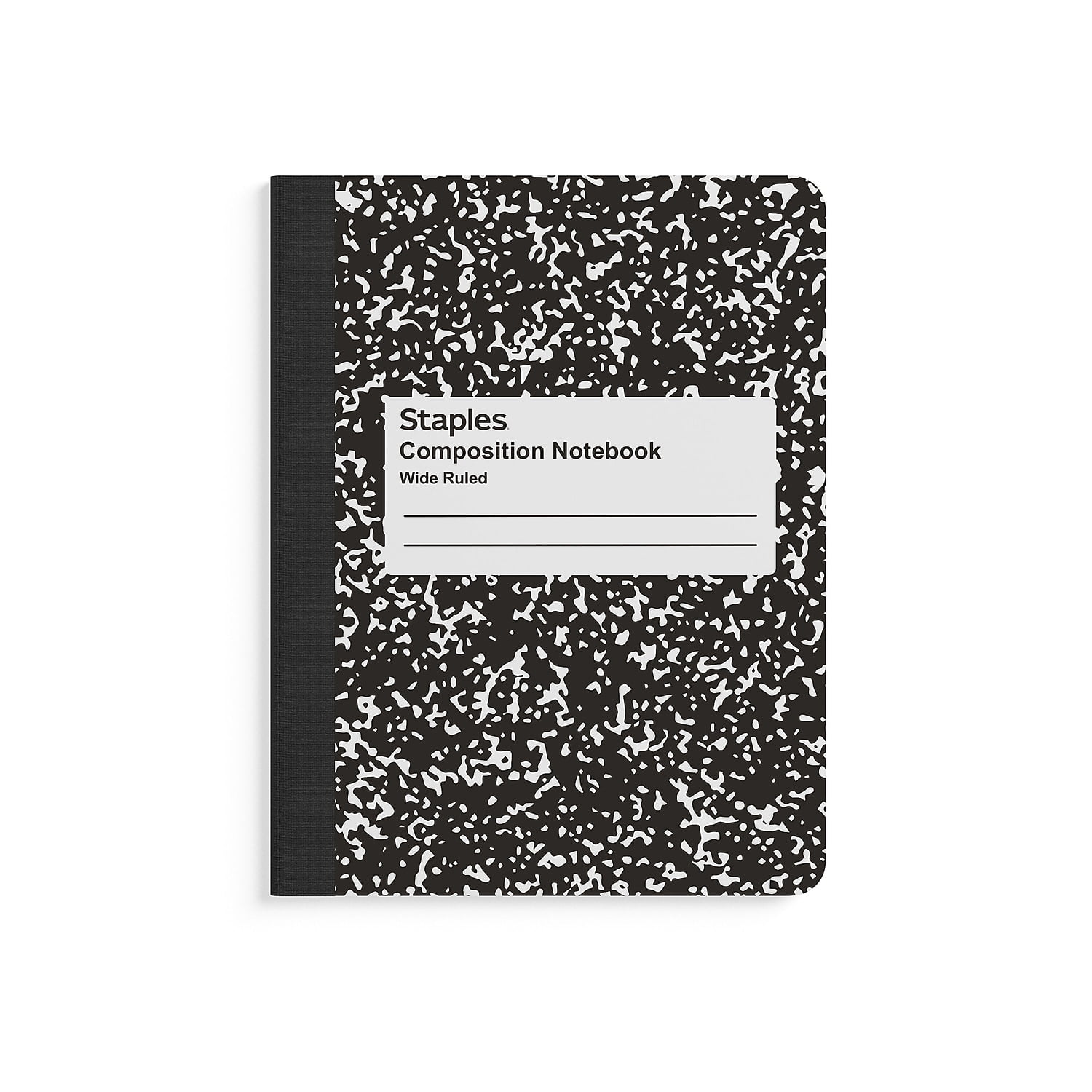 Staples Composition Notebook 7.5" x 9.75" Wide Ruled 80 Sheets Black/White 48 Notebooks/Carton