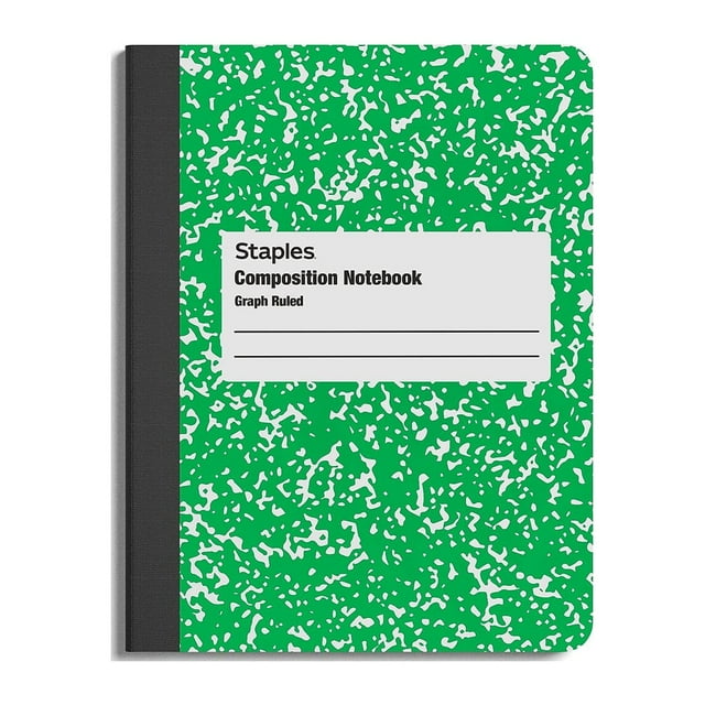 Staples Composition Notebooks 7.5" x 9.75" Graph Ruled 80 Sheets Green