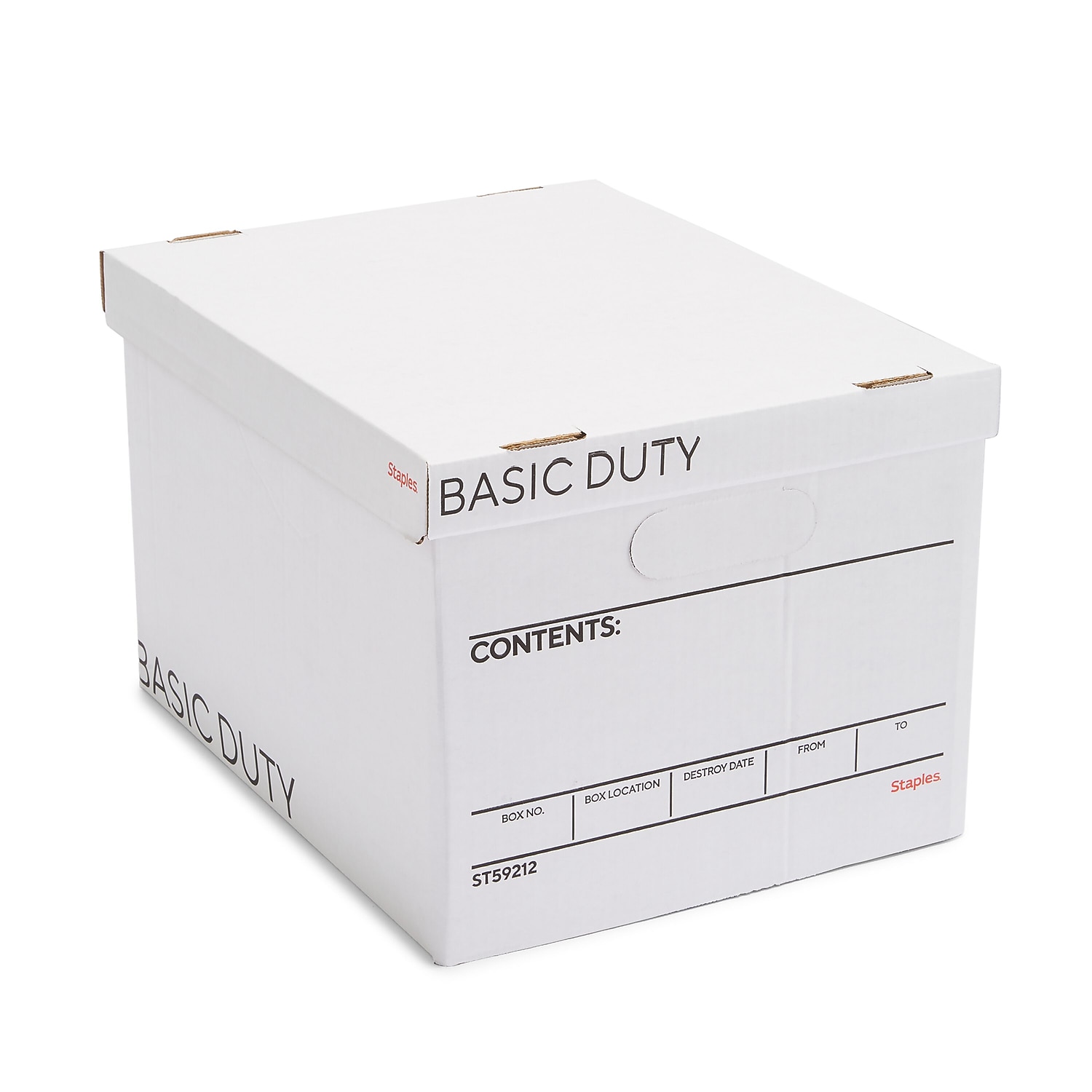 Staples Corrugated File Box Lift Off Lid Letter/Legal Size White/Black ...