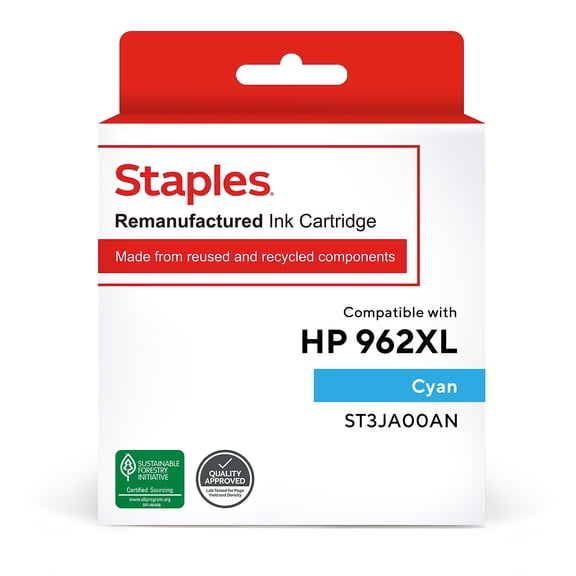 Staples  Cyan High Yield Ink Cartridge Replacement for HP 962XL (ST3JA00AN)