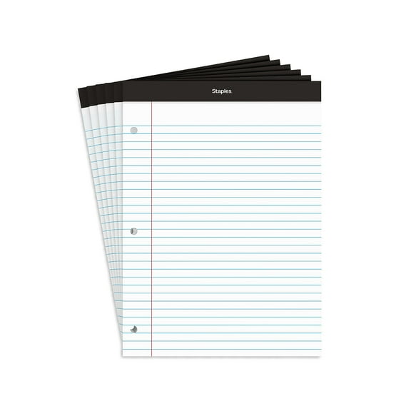 Staples Double Pad Notepads 8.5x11.75 White 100 Sh/Pd 6 Pd/Pk TR57350/35717