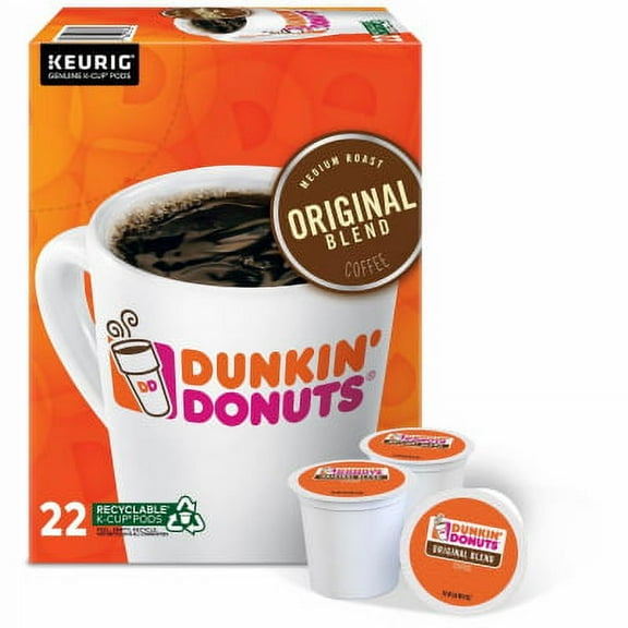 Staples Dunkin' Original Blend 22 count k-cups are medium roast single serving