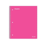 Staples Durable Poly Cover 1 Subject Notebook College Ruled 8-1/2" x 11" Pink TR51448G/51448