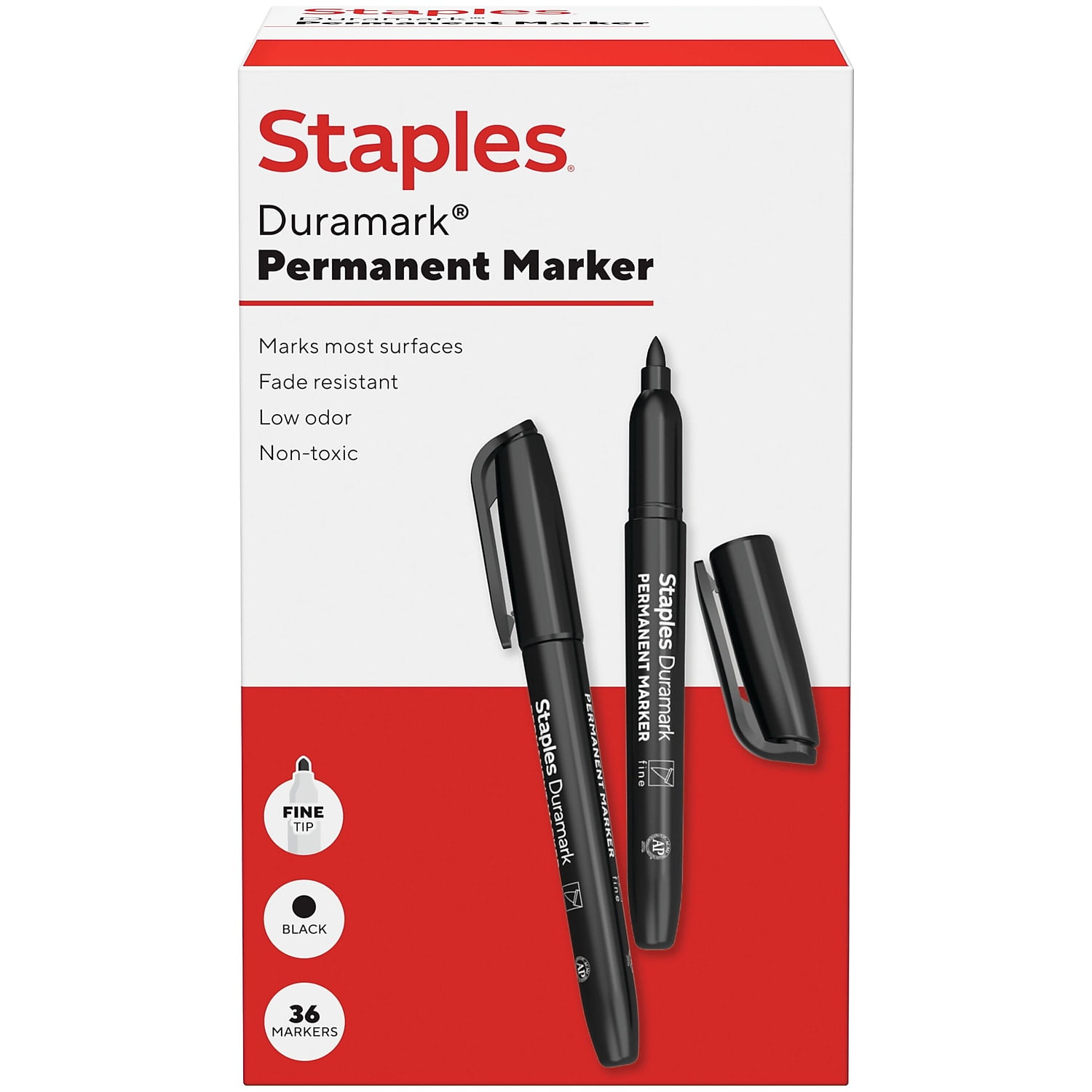 Staples Duramark Permanent Marker Fine Tip Black 36/Pack (ST62949)