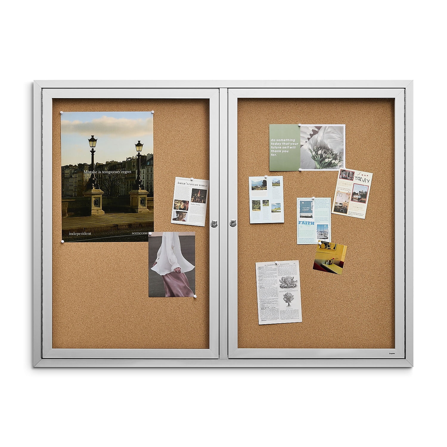 4' x 3' Brown Cork Bulletin Board with Silver Aluminum Frame