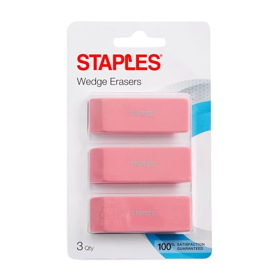 Staples Erasers Pink 3/Pack (10433-CC) 271031