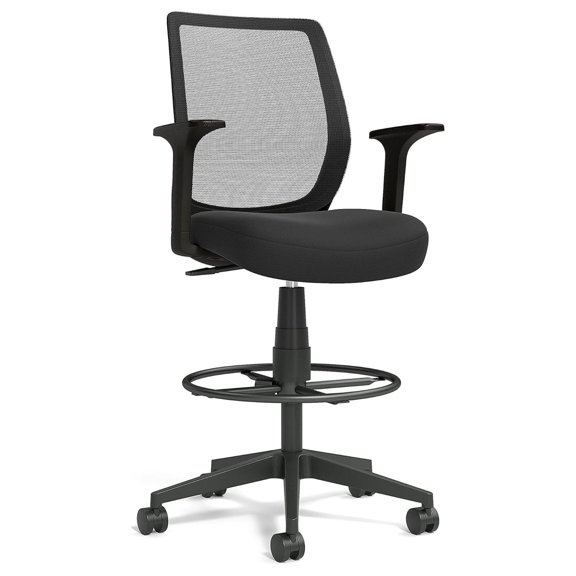 Staples Ergonomic Office Chair, Mesh Swivel Drafting Stool with Footrest, Adjustable Height, Black