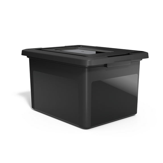 Staples File Box Plastic File Box Snap Letter/Legal Size Black (140169/140140)