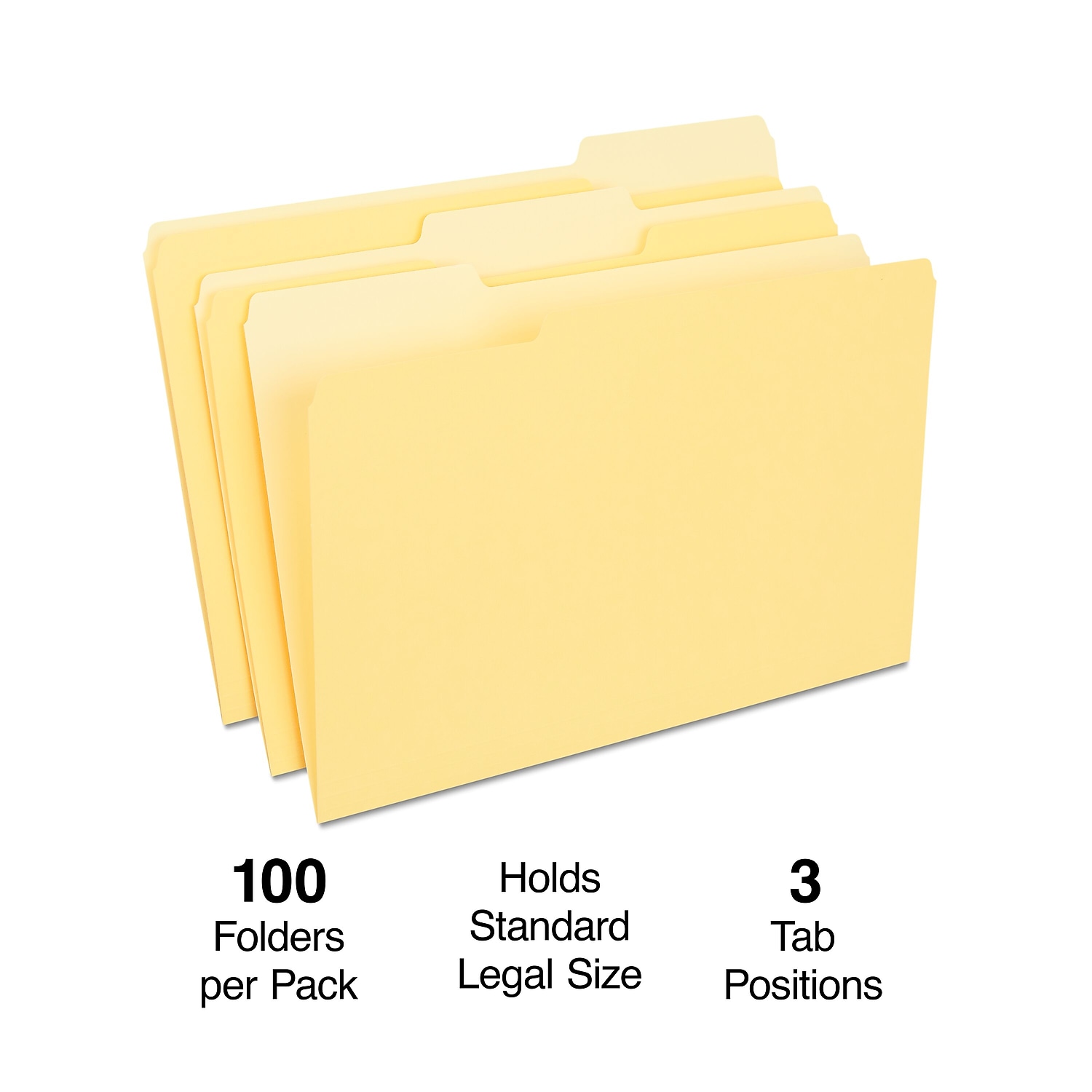 Staples File Folder 1/3 Cut Legal Size Yellow 200/Carton ST224576-CCVS