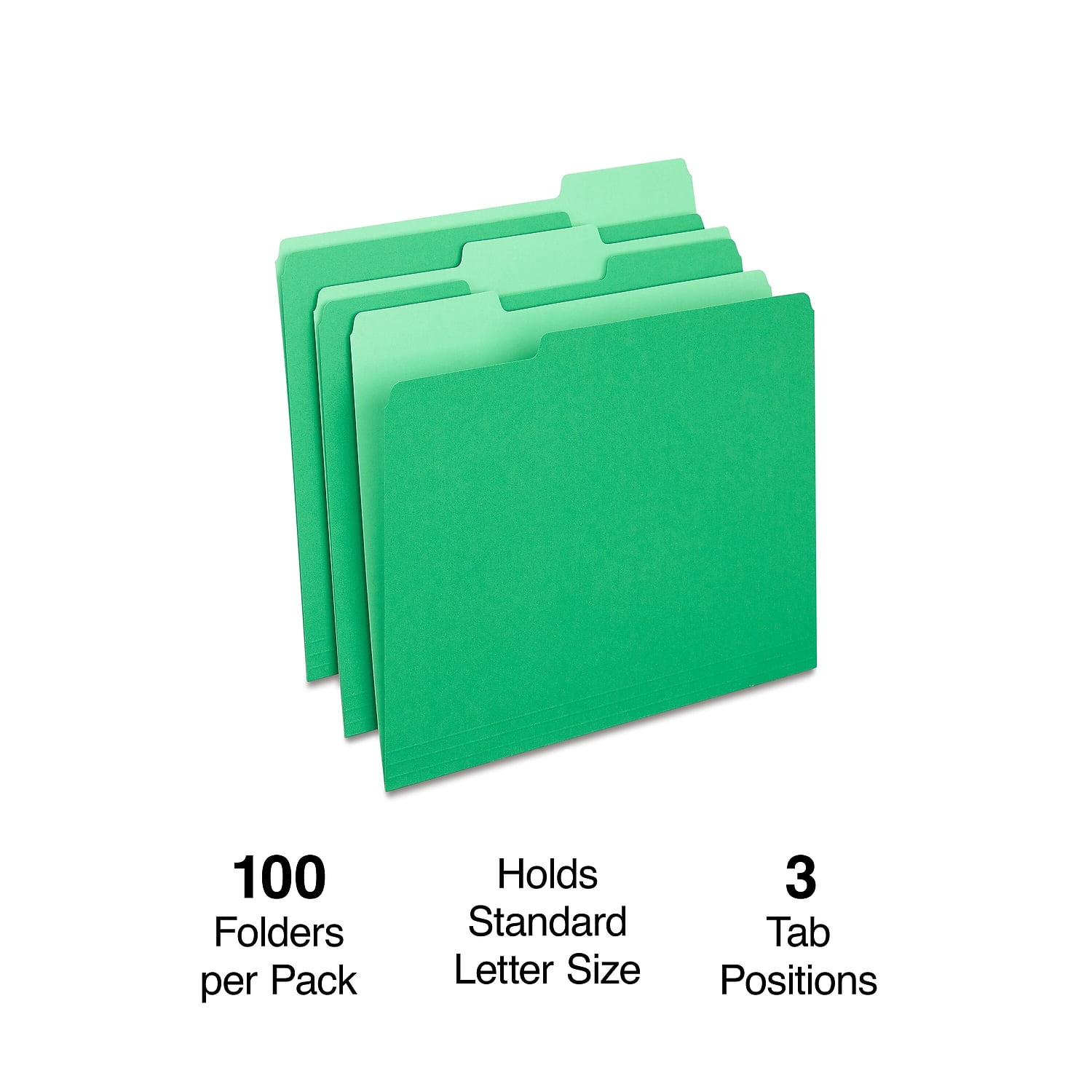 Staples File Folder 1/3 Cut Letter Size Green 200/Carton ST224543-CCVS