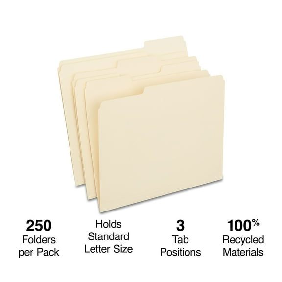 Staples File Folder 1/3 Cut Letter Size Manila 500/Carton ST516564/5165VS