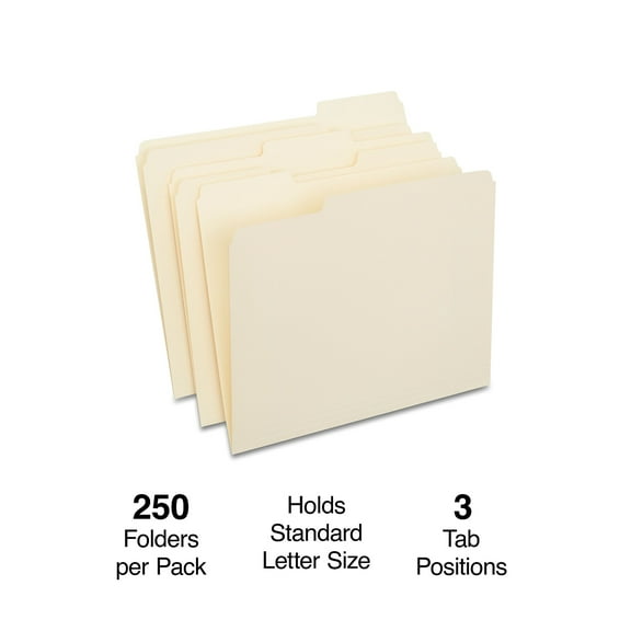 Staples File Folder 1/3 Cut Tab Letter Size Manila 500/Carton ST56673-CCVS