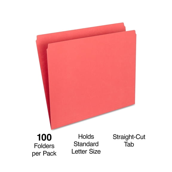 Staples File Folder Straight Cut Tab Letter Size Red 200/Carton ST509646-CCVS