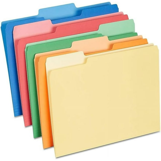 Staples File Folders, 1/3 Cut, Letter Size, Assorted Colors, 100/Box
