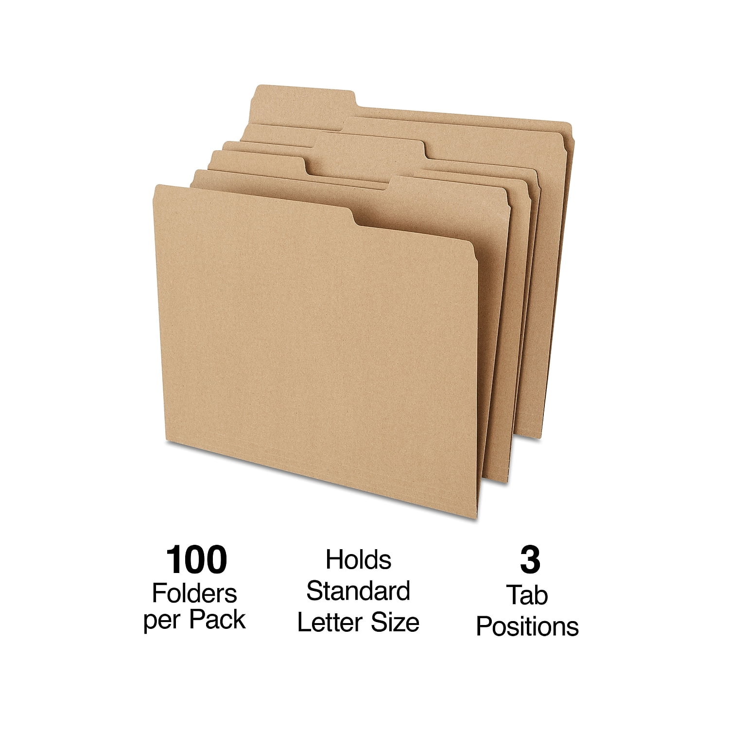 Staples File Folders 1/3 Cut Letter Size Natural Brown 200/Carton ST756044-CCVS