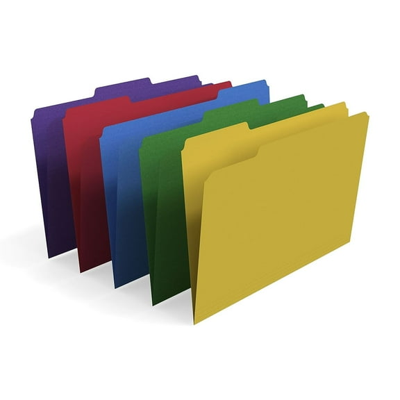 Staples File Folders 1/3-Cut Tab Legal Size Assorted Colors 100/Box (ST22945-CC) TR344939/726595