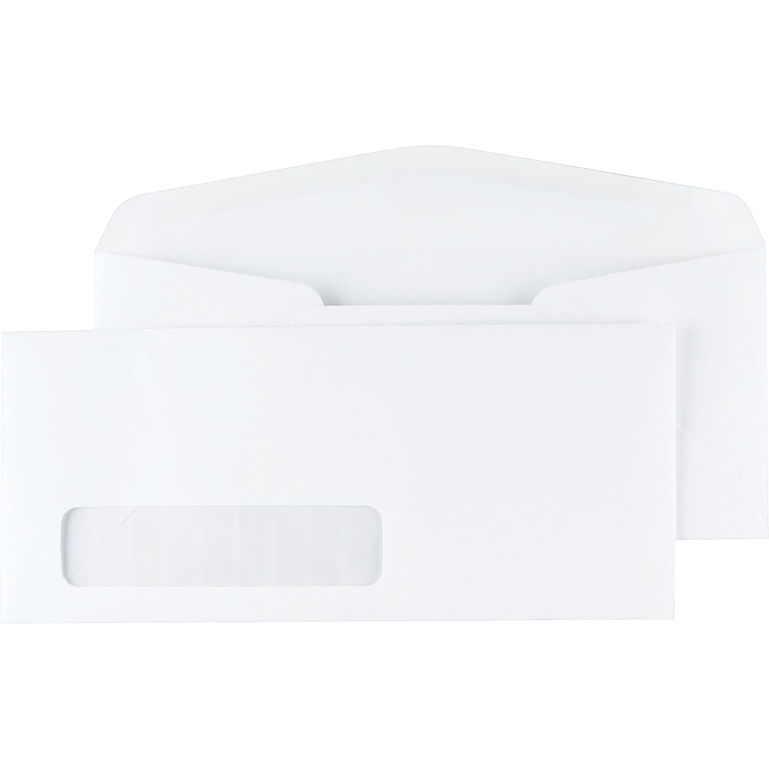 Staples Gummed #10 Business Envelope 4 1/8" x 9 1/2" White Wove Window 1000/Carton ST50151-CCVS