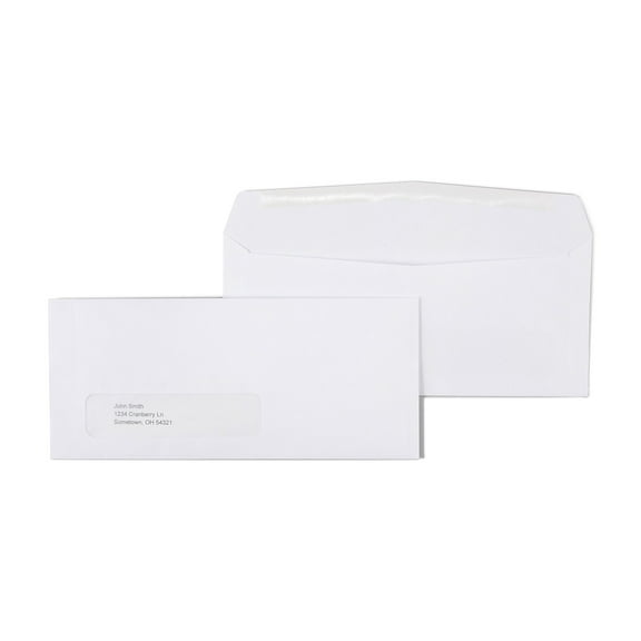 Staples Gummed Business Envelope 4 1/8" x 9 1/2" White Wove 500/BX(SPL381937)