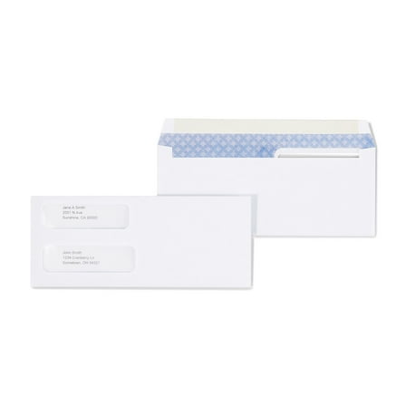 Staples Gummed Laser Double-Window Security-Tint Envelopes 500/BX 394062