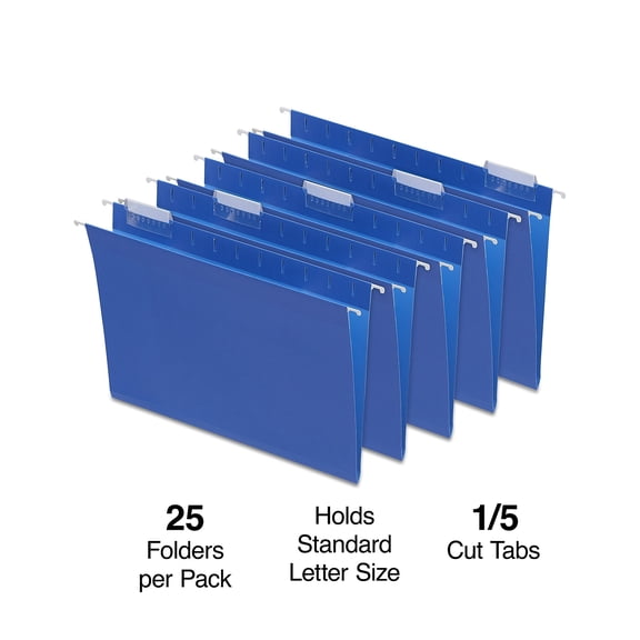 Staples Hanging File Folder 5-Tab Letter Size Blue 125/Carton ST163501-CCVS