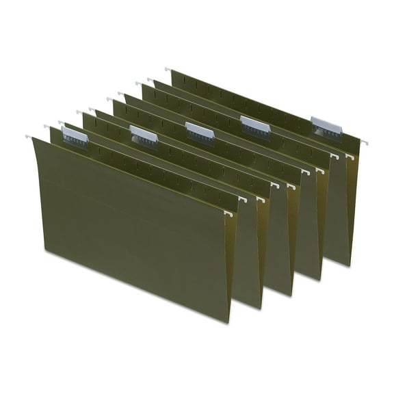 Staples Hanging File Folders 5-Tab Legal Size Standard Green 25/BX (116830)