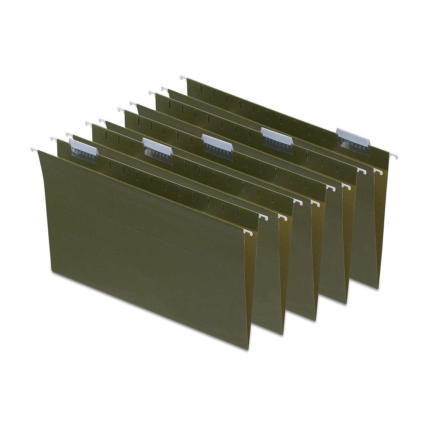 Staples Hanging File Folders, Legal Size, Green, 5-Tab, Tear