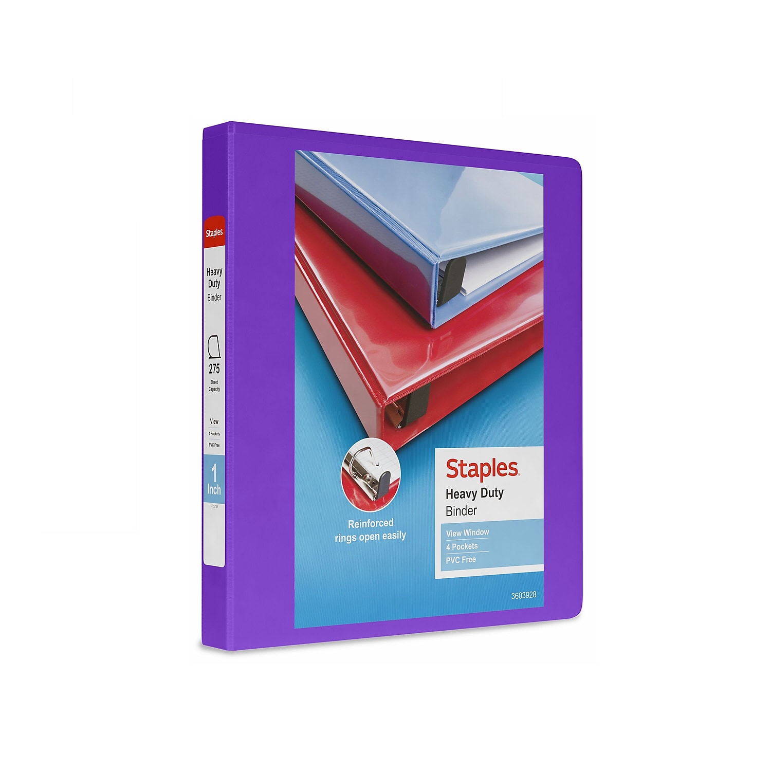 Staples Heavy Duty 1" 3Ring View Binder Purple (24673US) 82707