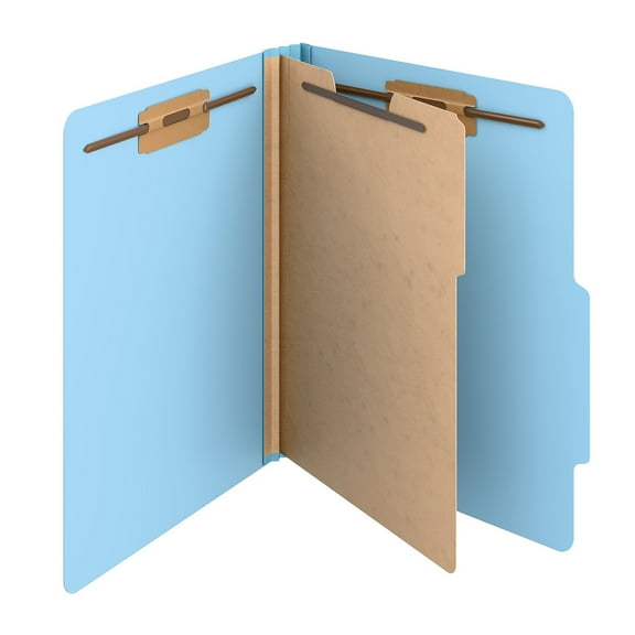 Staples Heavy Duty Pressboard Classification Folder 1-Divider 2" Expansion Letter Size Light Blue