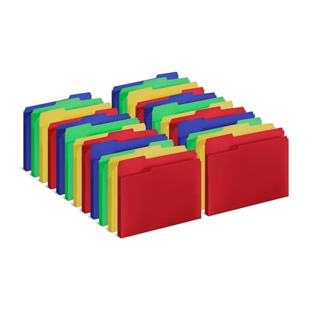 Staples Heavyweight Reinforced File Folders 1/3-Cut Tab Letter Size Assorted Colors 24/Pack