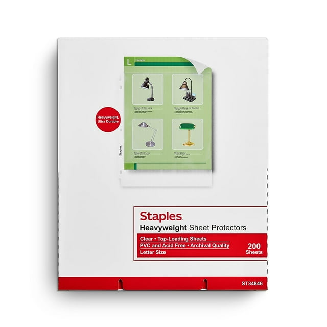 Staples Heavyweight Sheet Protector 8.5" x 11" Clear 200/Box (34846
