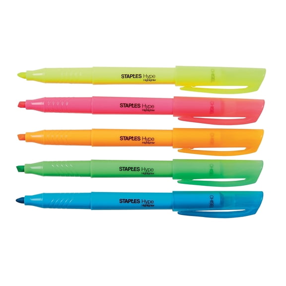 Staples Hype Pen-Style Highlighters Chisel Assorted 5PK (29349)