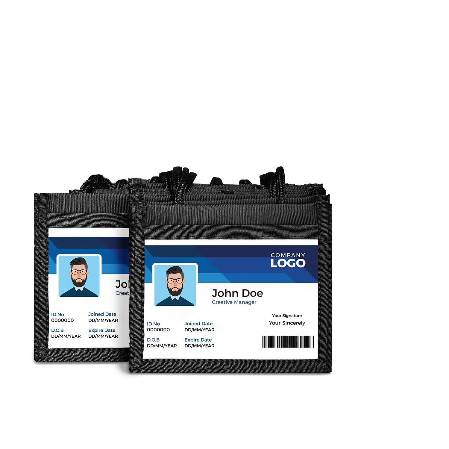 Staples ID Badge Holders with Lanyard Adjustable 48" Length Nylon Black/Clear 10/Pack (19939)