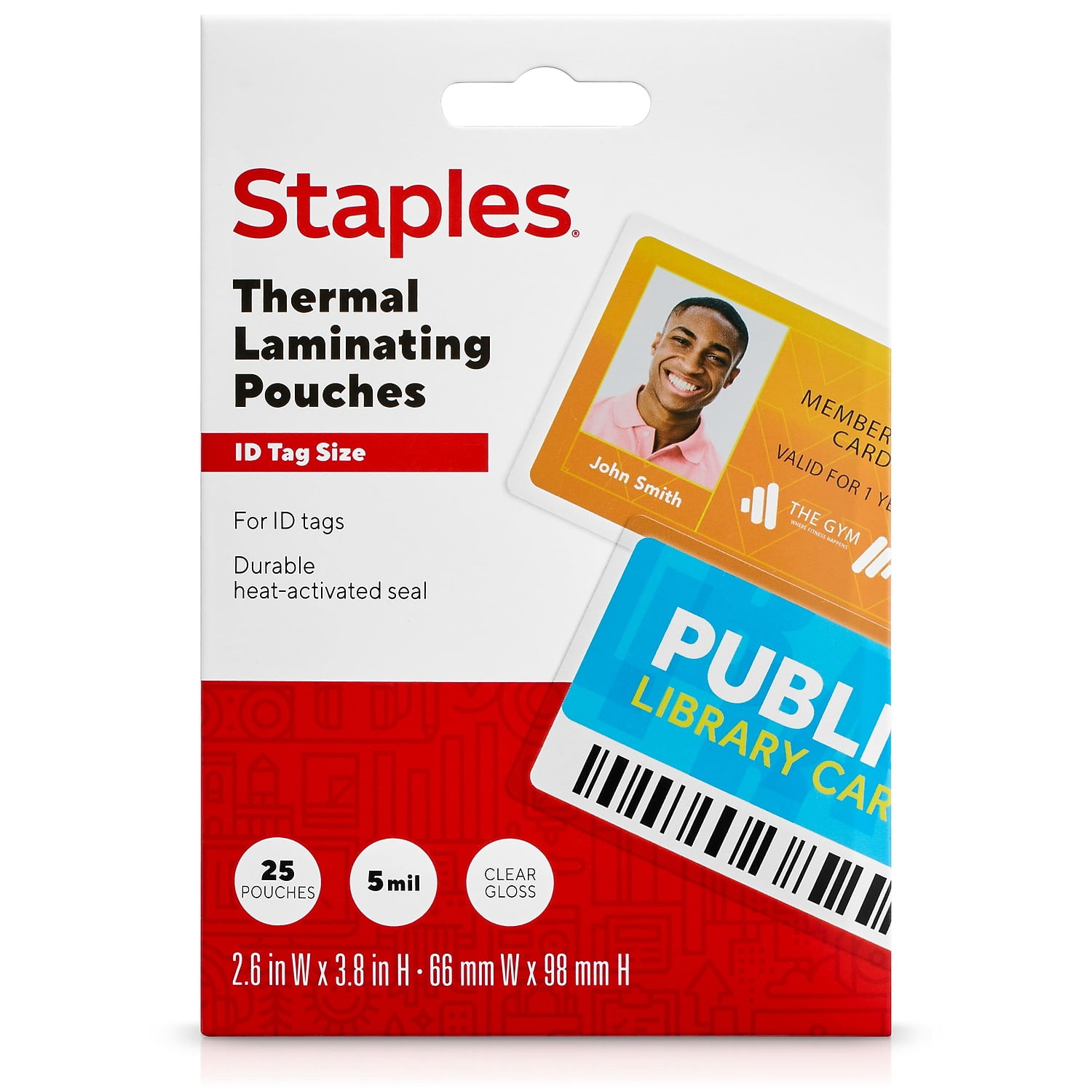 Staples Thermal Laminating Pouches for ID Tags, 5 mil, 25 Pack