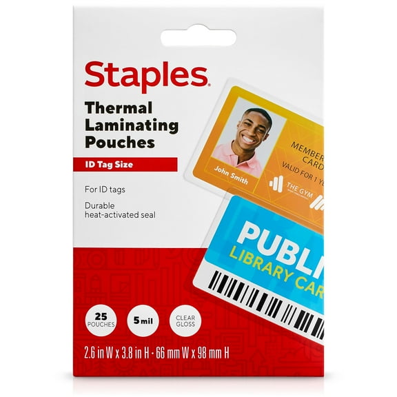 Staples ID Tag Size Thermal Laminating Pouches 5 mil 25 pack 848467