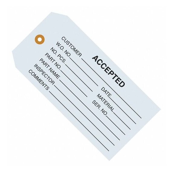Staples Inspection Tags "Accepted" 4 3/4" x 2 3/8" Blue 1000/Case G20011
