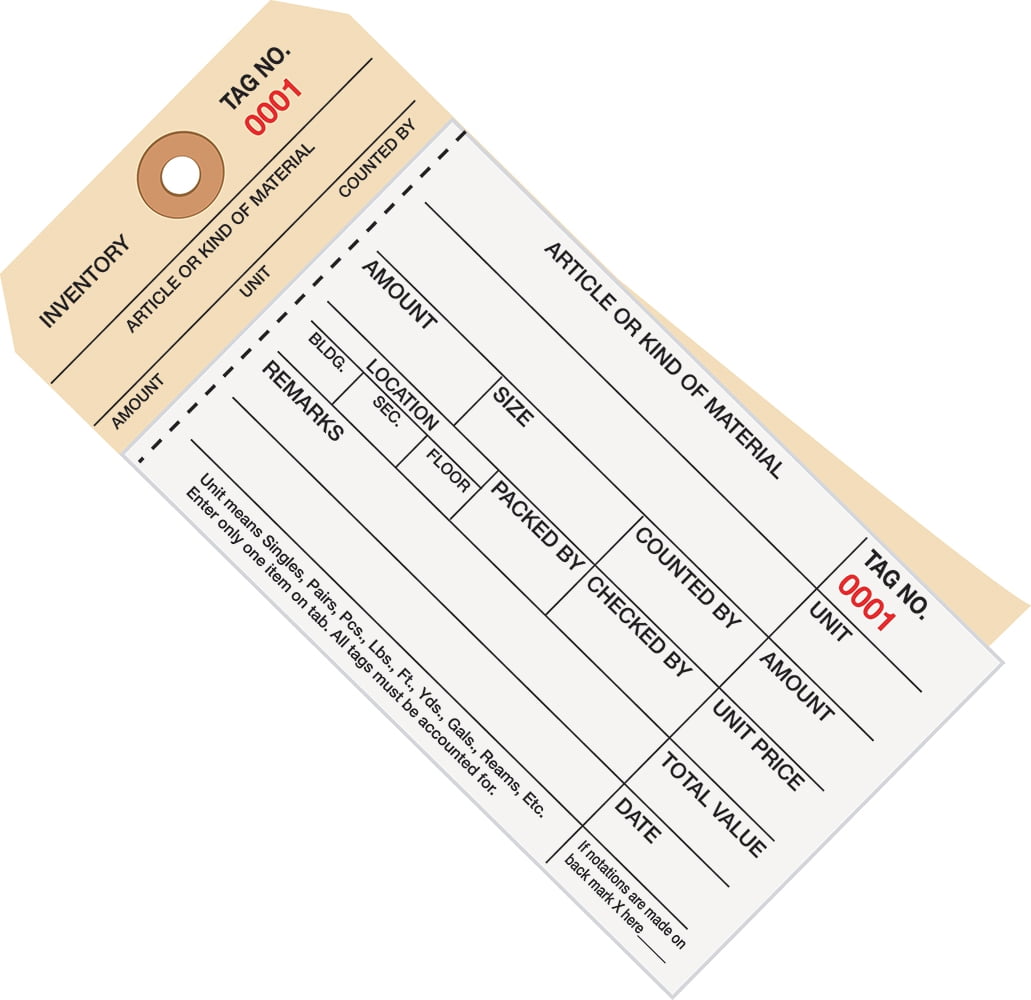 Staples Inventory Tags 2 Part Carbonless Stub Style #8 (2500-2999) 6 1/4" x 3 1/8" White G19061