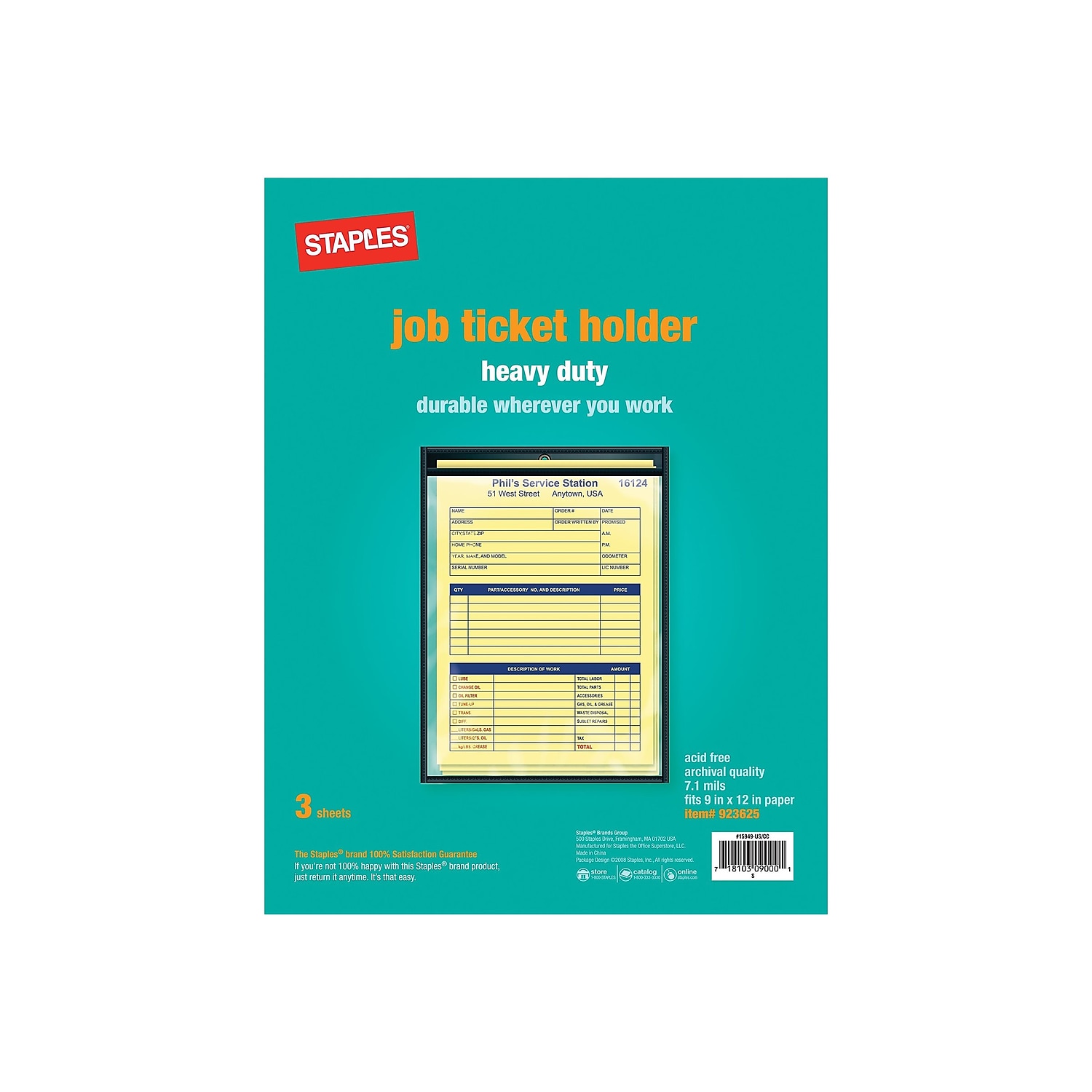Staples Job Ticket Holders 9" x 12" Clear 3/Pack (15949/75255