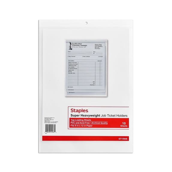 Staples Job Ticket Holders 9" x 12" Clear 30/Carton ST15946/15946VS