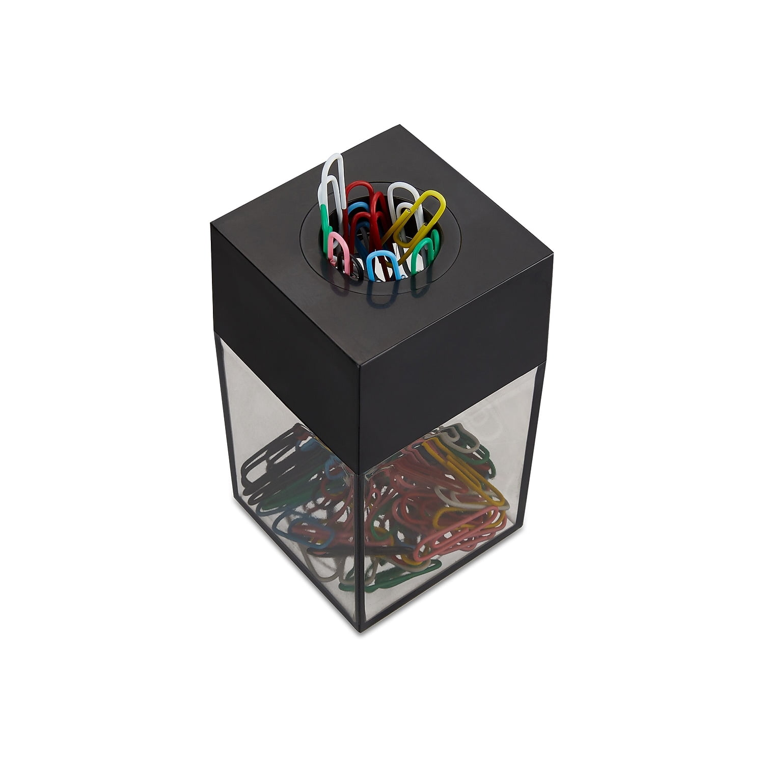 Staples Large Paper Clip Dispenser 100 Clip Capacity Clr/Blk 4.5x2